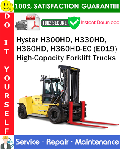 Thumbnail Hyster H300HD, H330HD, H360HD, H360HD-EC (E019) High-Capacity Forklift Trucks Service Repair Manual PDF Download ◆