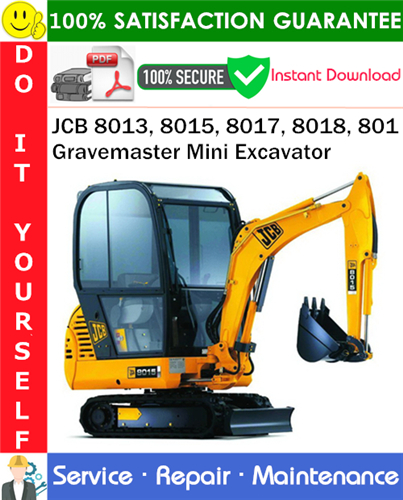 Thumbnail JCB 8013, 8015, 8017, 8018, 801 Gravemaster Mini Excavator Service Repair Manual PDF Download ◆