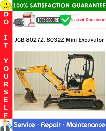 Thumbnail JCB 8027Z, 8032Z Mini Excavator Service Repair Manual PDF Download ◆