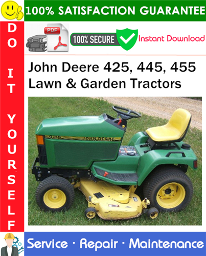 Thumbnail John Deere 425, 445, 455 Lawn & Garden Tractors Service Repair Manual PDF Download ◆