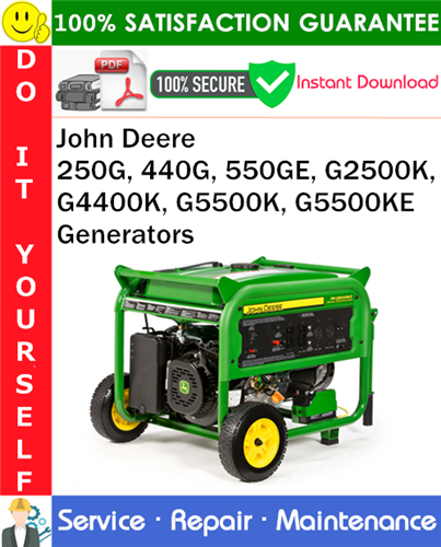 Thumbnail John Deere 250G, 440G, 550GE, G2500K, G4400K, G5500K, G5500KE Generators Service Repair Manual PDF Download ◆