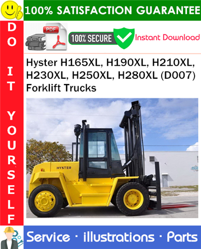 Thumbnail Hyster H165XL, H190XL, H210XL, H230XL, H250XL, H280XL (D007) Forklift Trucks Parts Manual PDF Download ◆