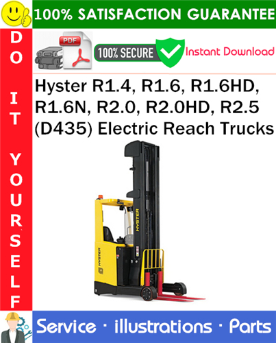 Thumbnail Hyster R1.4, R1.6, R1.6HD, R1.6N, R2.0, R2.0HD, R2.5 (D435) Electric Reach Trucks Parts Manual PDF Download ◆