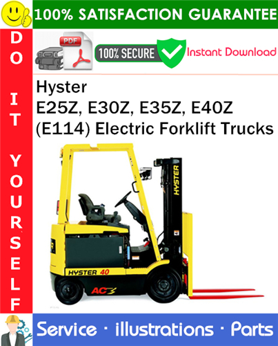 Thumbnail Hyster E25Z, E30Z, E35Z, E40Z (E114) Electric Forklift Trucks Parts Manual PDF Download ◆