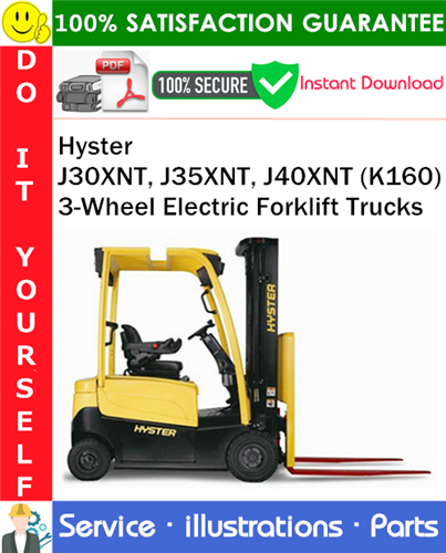 Thumbnail Hyster J30XNT, J35XNT, J40XNT (K160) 3-Wheel Electric Forklift Trucks Parts Manual PDF Download ◆