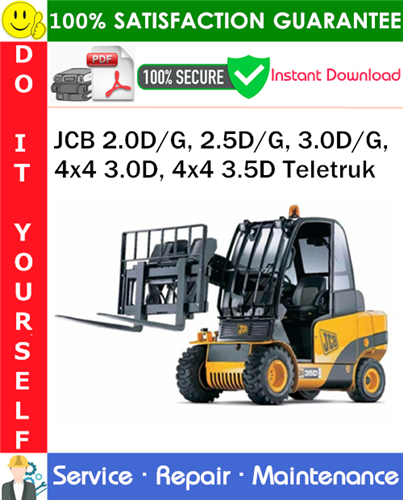 Product picture JCB 2.0D/G, 2.5D/G, 3.0D/G, 4x4 3.0D, 4x4 3.5D Teletruk Service Repair Manual PDF Download (Part Number: 9803/3400) ◆