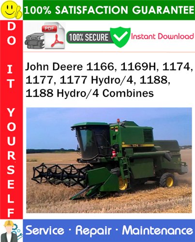 Product picture John Deere 1166, 1169H, 1174, 1177, 1177 Hydro/4, 1188, 1188 Hydro/4 Combines Service Repair Manual PDF Download ◆