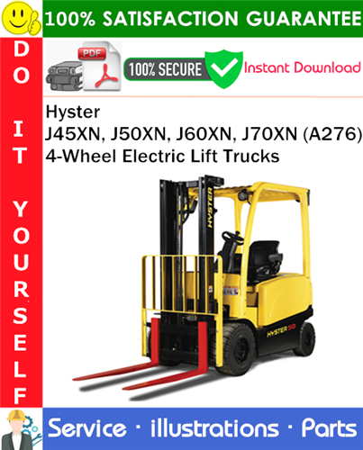 Product picture Hyster J45XN, J50XN, J60XN, J70XN (A276) 4-Wheel Electric Lift Trucks Parts Manual PDF Download ◆