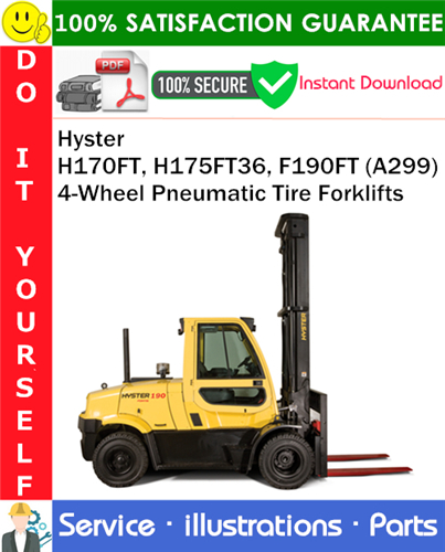 Product picture Hyster H170FT, H175FT36, F190FT (A299) 4-Wheel Pneumatic Tire Forklifts Parts Manual PDF Download ◆