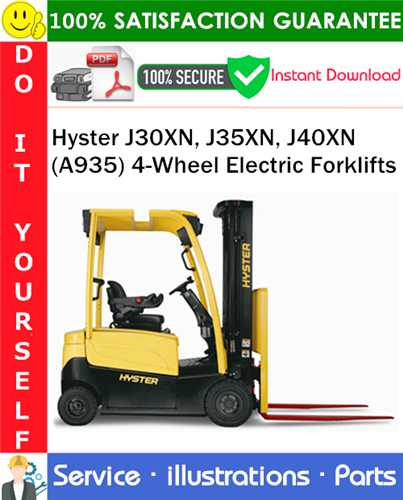 Product picture Hyster J30XN, J35XN, J40XN (A935) 4-Wheel Electric Forklifts Parts Manual PDF Download ◆