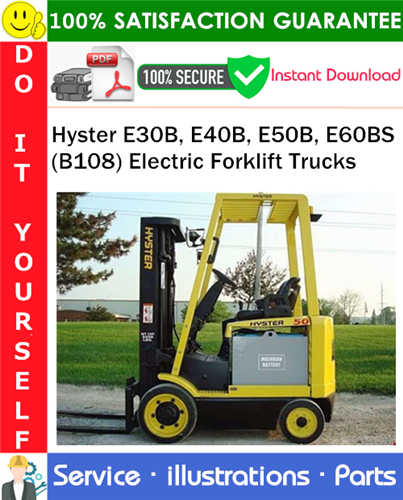 Product picture Hyster E30B, E40B, E50B, E60BS (B108) Electric Forklift Trucks Parts Manual PDF Download ◆