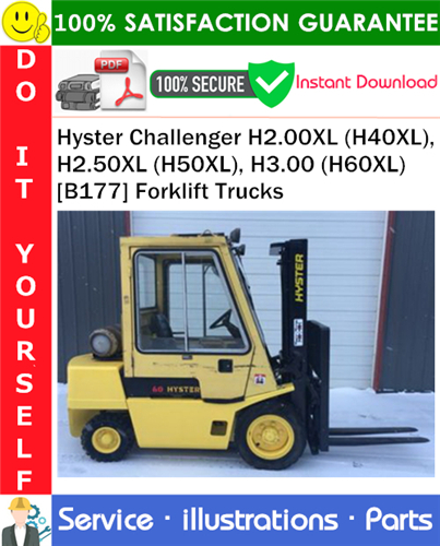 Product picture Hyster Challenger H2.00XL (H40XL), H2.50XL (H50XL), H3.00 (H60XL) [B177] Forklift Trucks Parts Manual PDF Download ◆
