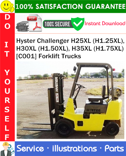 Product picture Hyster Challenger H25XL (H1.25XL), H30XL (H1.50XL), H35XL (H1.75XL) [C001] Forklift Trucks Parts Manual PDF Download ◆