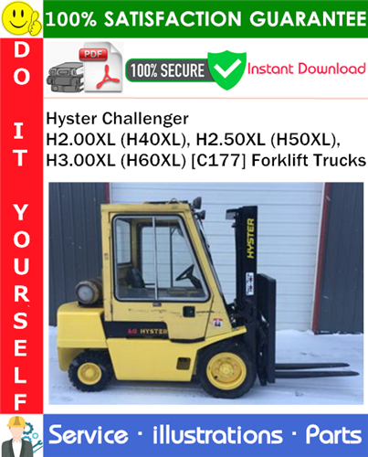 Product picture Hyster Challenger H2.00XL (H40XL), H2.50XL (H50XL), H3.00XL (H60XL) [C177] Forklift Trucks Parts Manual PDF Download ◆