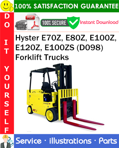 Product picture Hyster E70Z, E80Z, E100Z, E120Z, E100ZS (D098) Forklift Trucks Parts Manual PDF Download ◆