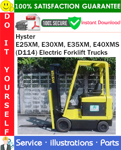 Product picture Hyster E25XM, E30XM, E35XM, E40XMS (D114) Electric Forklift Trucks Parts Manual PDF Download ◆