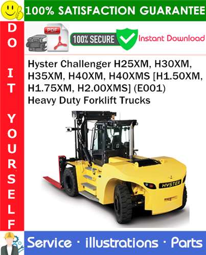 Product picture Hyster Challenger H25XM, H30XM, H35XM, H40XM, H40XMS [H1.50XM, H1.75XM, H2.00XMS] (E001) Heavy Duty Forklift Trucks Parts Manual PDF Download ◆