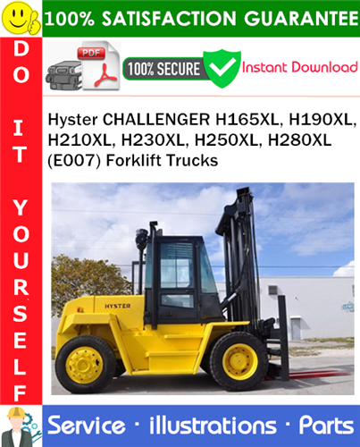 Product picture Hyster CHALLENGER H165XL, H190XL, H210XL, H230XL, H250XL, H280XL (E007) Forklift Trucks Parts Manual PDF Download ◆
