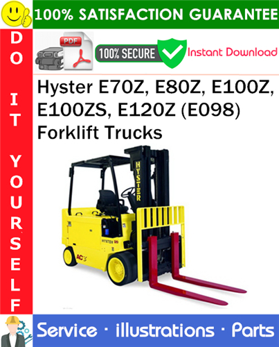 Product picture Hyster E70Z, E80Z, E100Z, E100ZS, E120Z (E098) Forklift Trucks Parts Manual PDF Download ◆