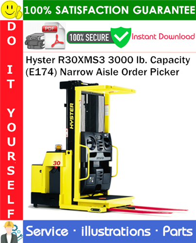 Product picture Hyster R30XMS3 3000 lb. Capacity (E174) Narrow Aisle Order Picker Parts Manual PDF Download ◆