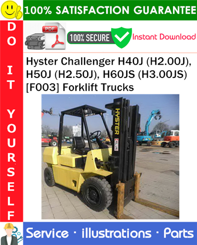 Product picture Hyster Challenger H40J (H2.00J), H50J (H2.50J), H60JS (H3.00JS) [F003] Forklift Trucks Parts Manual PDF Download ◆