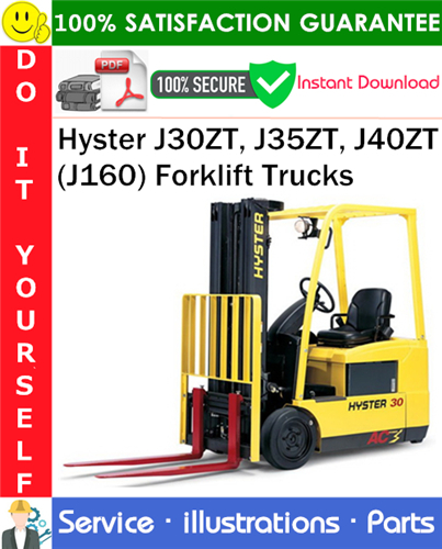 Product picture Hyster J30ZT, J35ZT, J40ZT (J160) Forklift Trucks Parts Manual PDF Download ◆