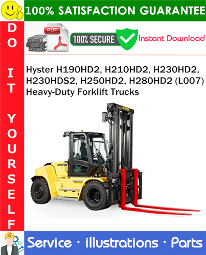Product picture Hyster H190HD2, H210HD2, H230HD2, H230HDS2, H250HD2, H280HD2 (L007) Heavy-Duty Forklift Trucks Parts Manual PDF Download ◆