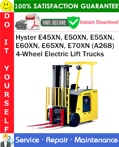 Product picture Hyster E45XN, E50XN, E55XN, E60XN, E65XN, E70XN (A268) 4-Wheel Electric Lift Trucks Service Repair Manual PDF Download ◆